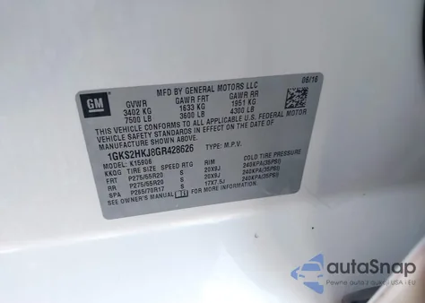 2016 GMC Yukon Xl Denali from USA, damaged, VIN 1GKS2HKJ8GR428626